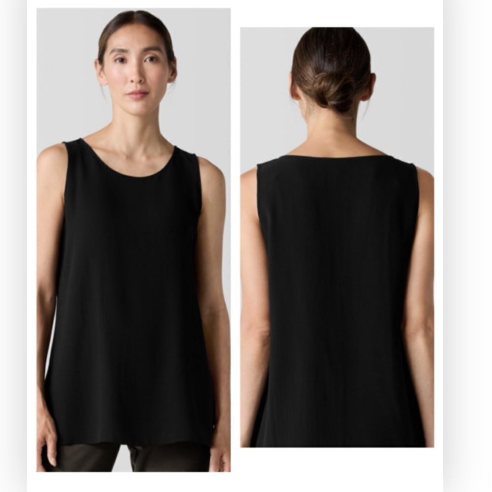 Eileen Fisher Black Sleeveless Blouse NWT $198